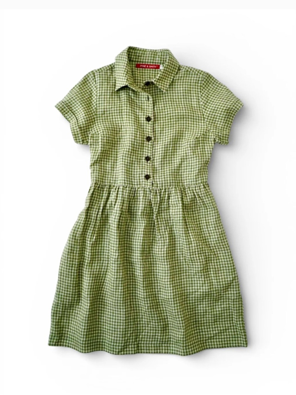Pyne & Smith Green Gingham Button Front Dress